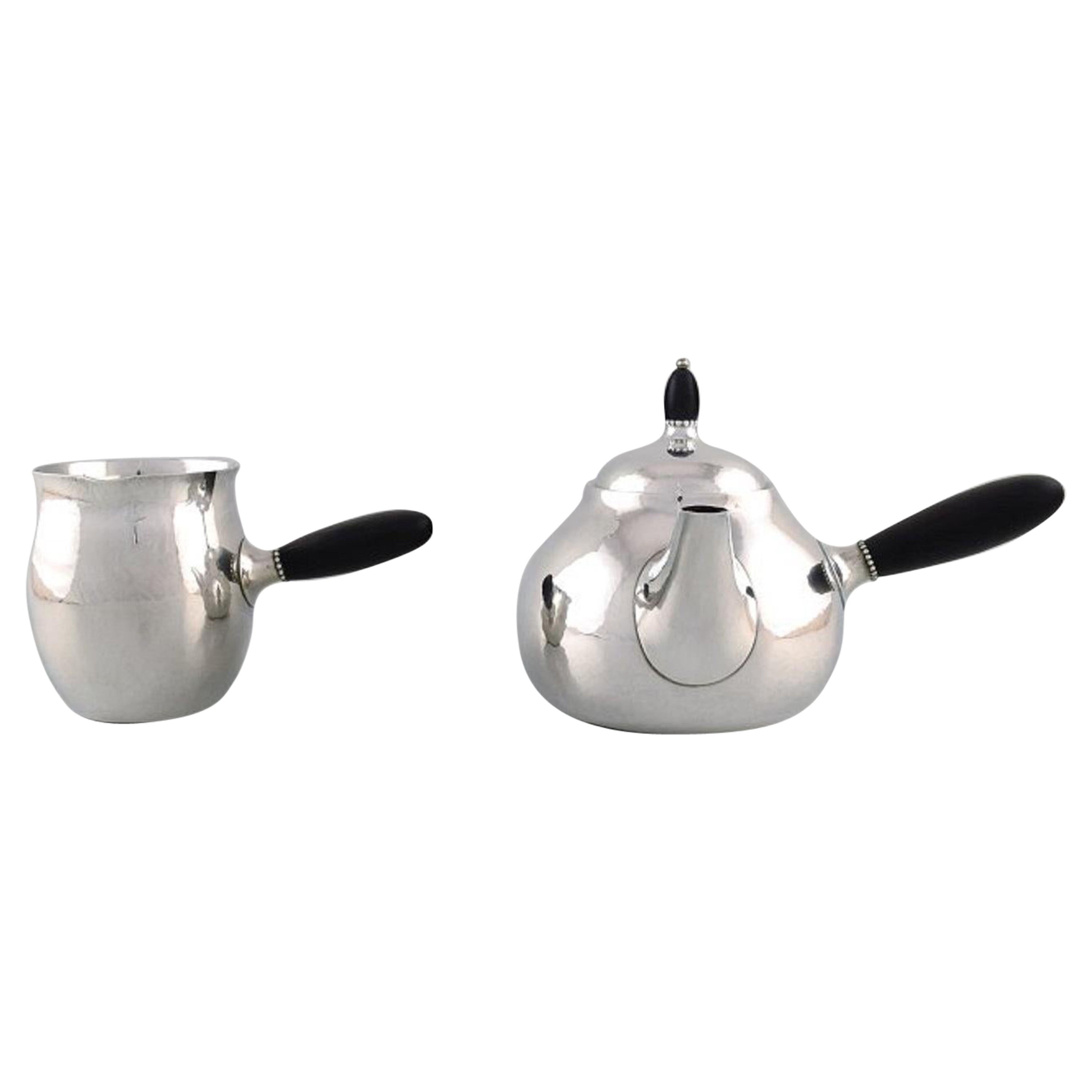Teiera e lattiera Art Nouveau Georg Jensen in argento sterling in vendita