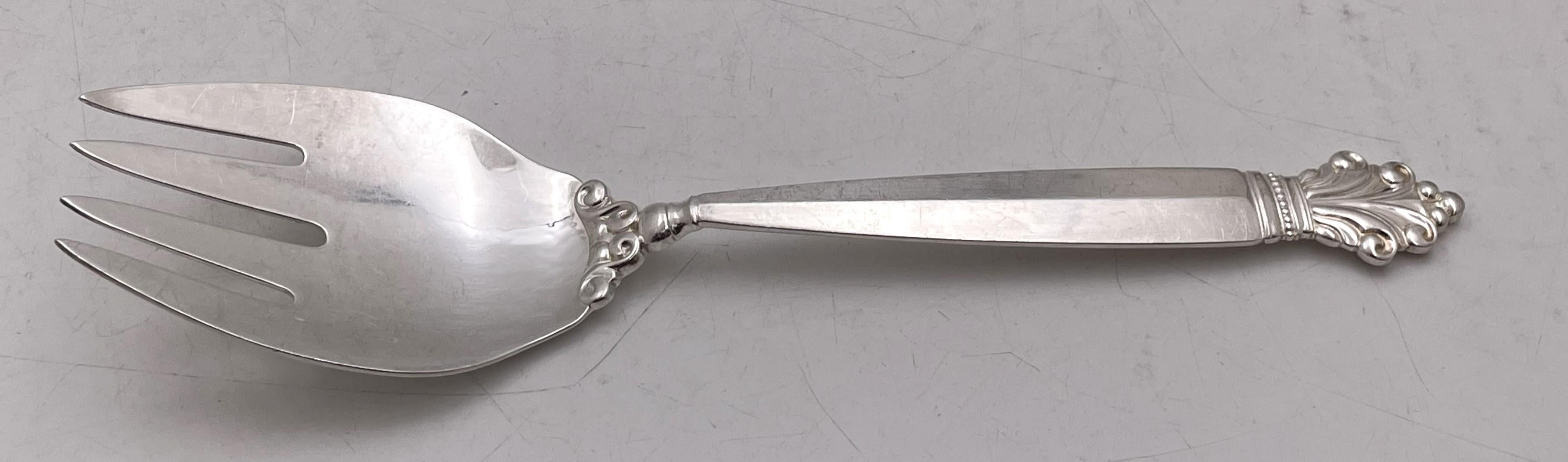 Georg Jensen Assorted Sterling Silver Servers in Acorn Pattern For Sale 2