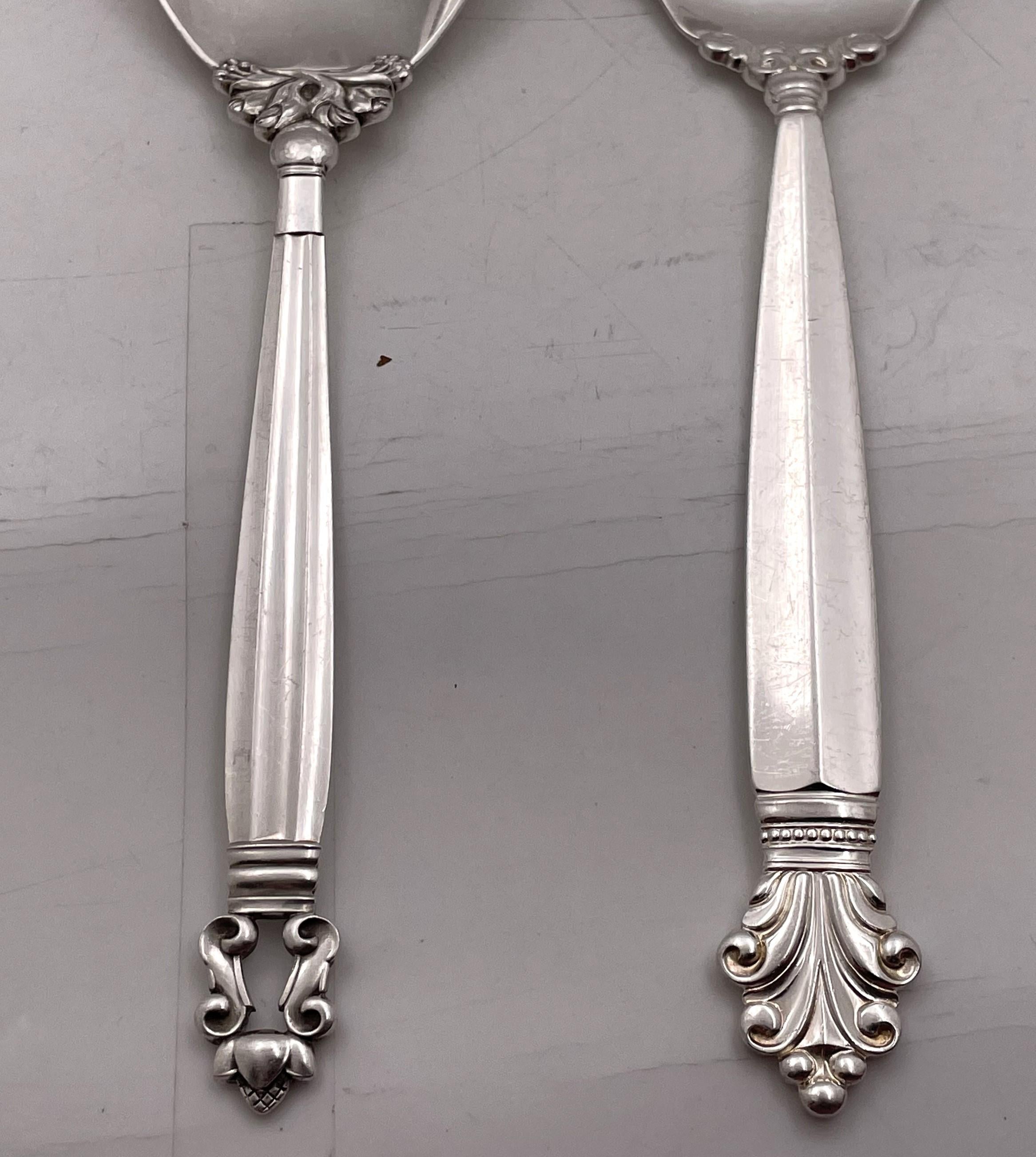 Georg Jensen Assorted Sterling Silver Servers in Acorn Pattern For Sale 3