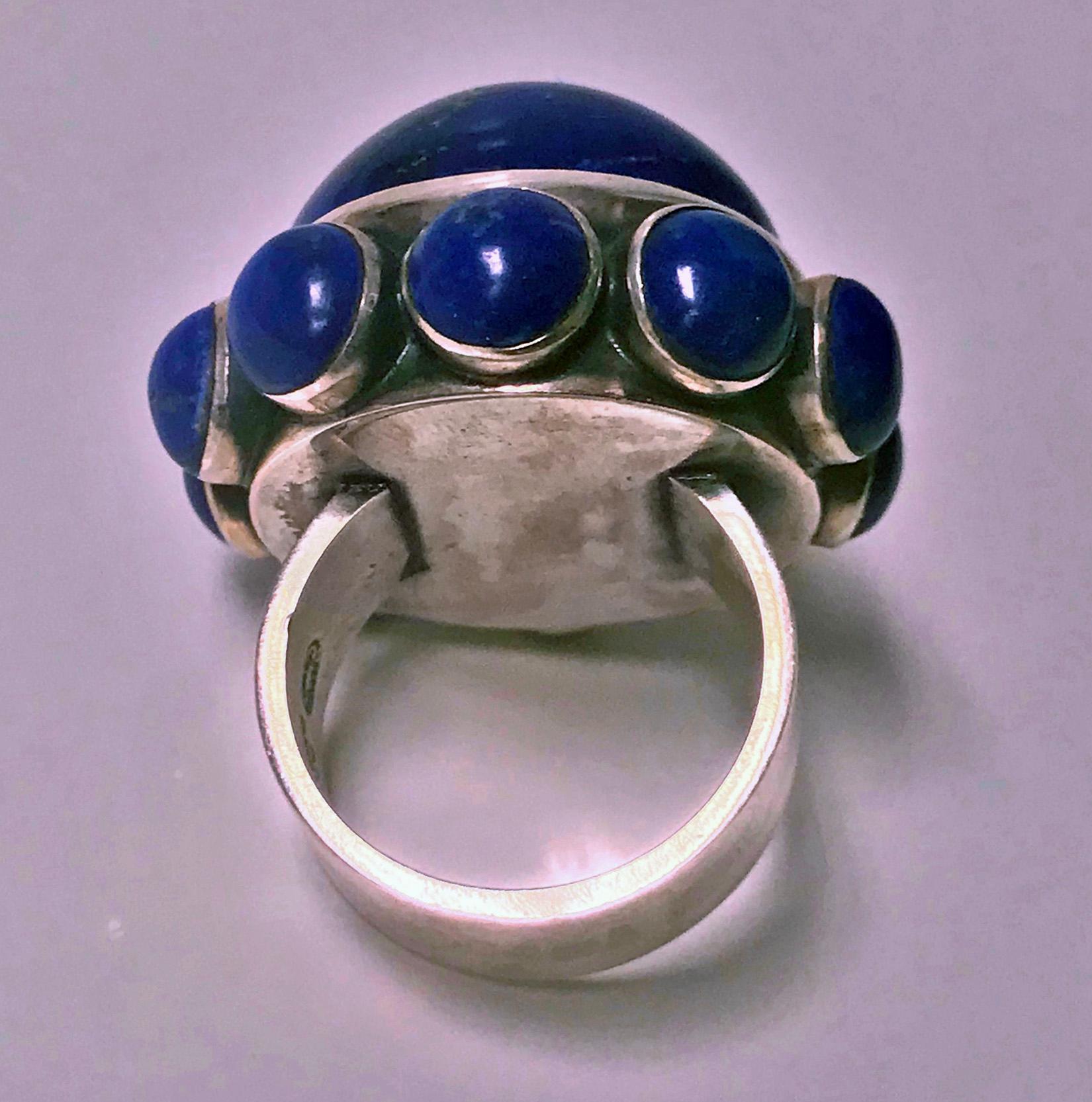 Georg Jensen Astrid Fog Lapis Modernist Ring, 1971 In Good Condition In Toronto, ON