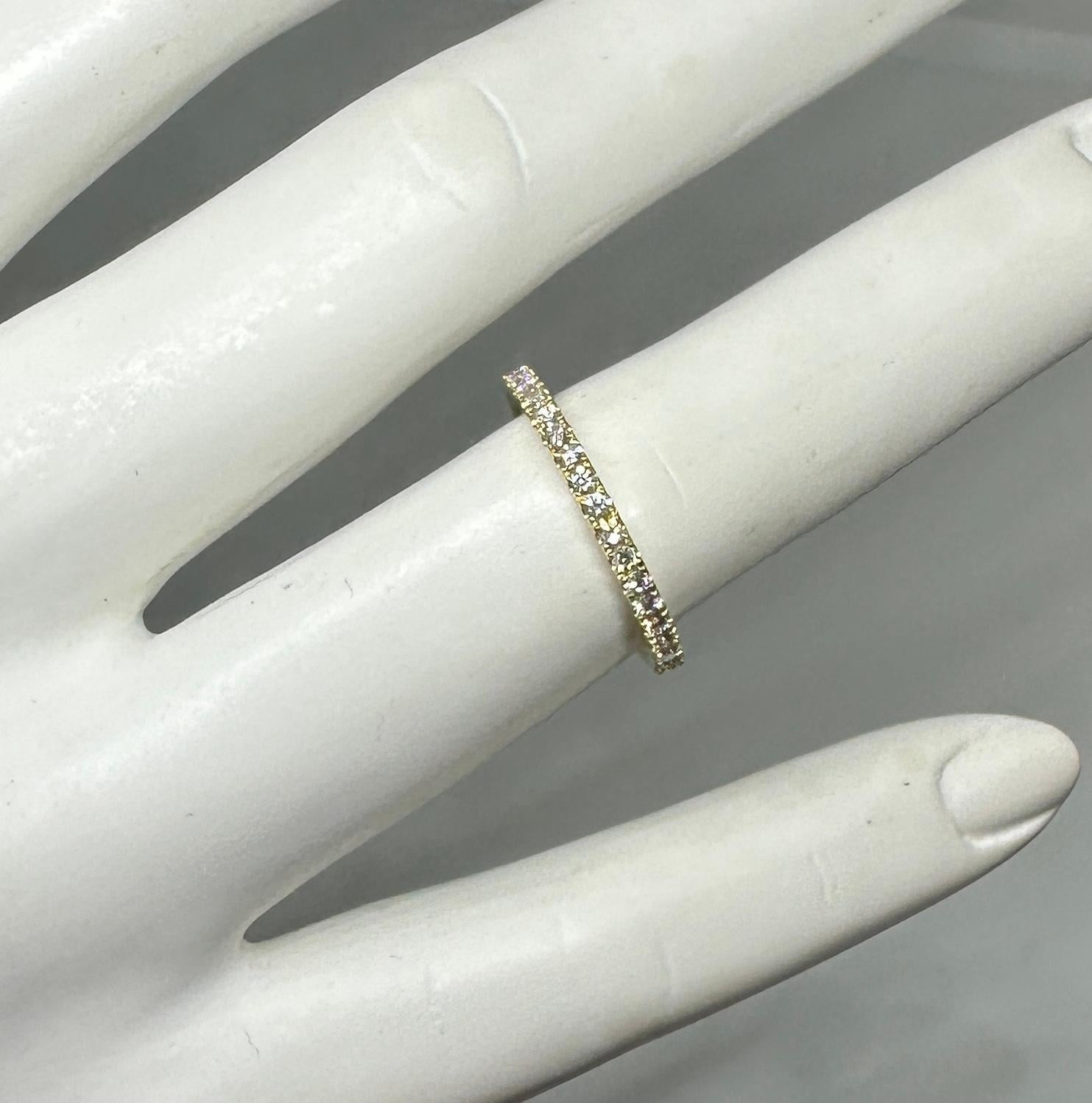 Georg Jensen Aurora Diamond Band Ring 1553A 18 Karat Yellow Gold Size 6.5 In Excellent Condition For Sale In New York, NY