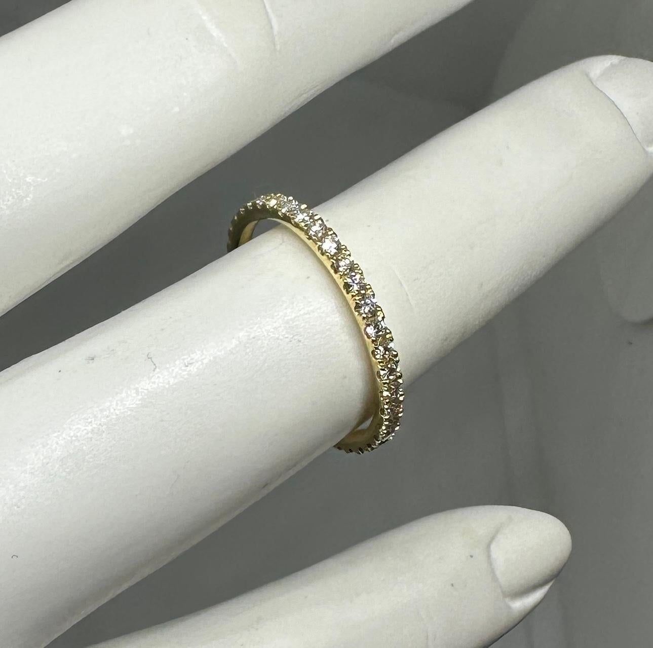 Women's Georg Jensen Aurora Diamond Band Ring 1553A 18 Karat Yellow Gold Size 6.5 For Sale