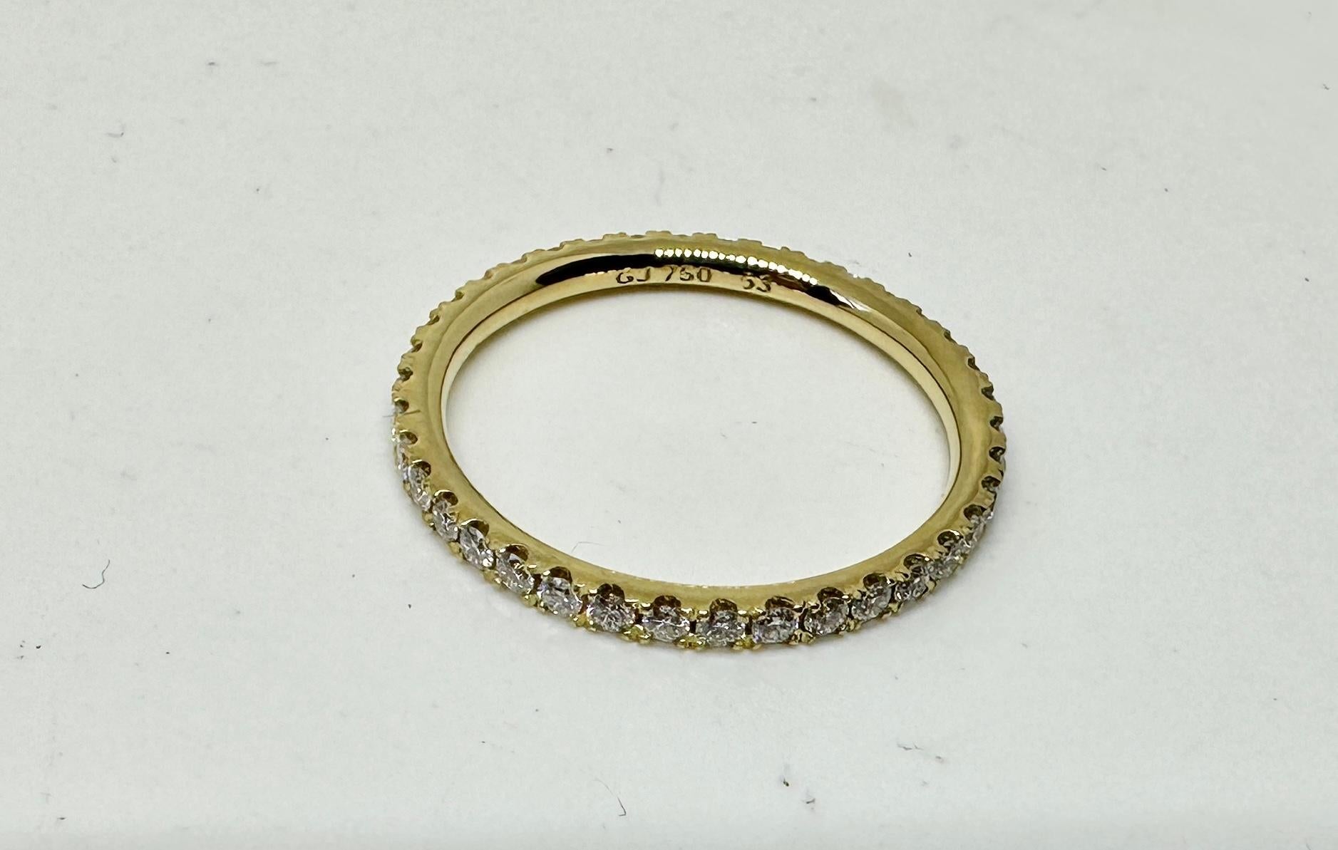 Georg Jensen Aurora Diamond Band Ring 1553A 18 Karat Yellow Gold Size 6.5 For Sale 1