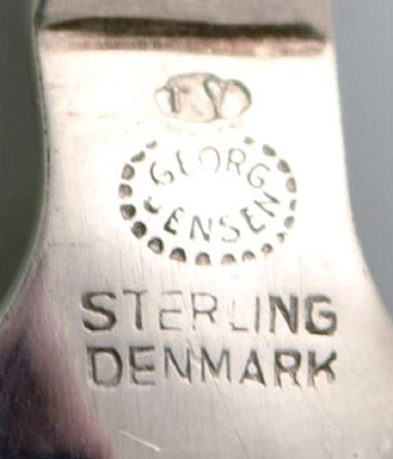 Danish Georg Jensen Beaded 12 Tea Spoons in Full Silver For Sale