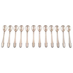 Vintage Georg Jensen Beaded 12 Tea Spoons in Full Silver