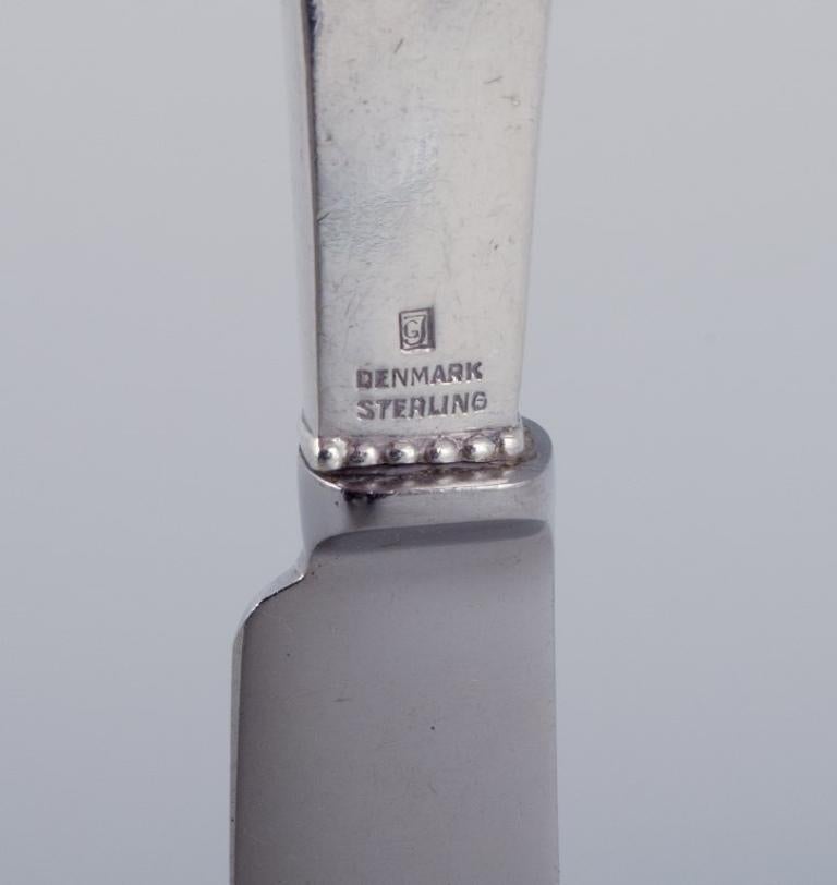 Mid-20th Century Georg Jensen Beaded, five fruit knives in sterling silver and stainless steel For Sale