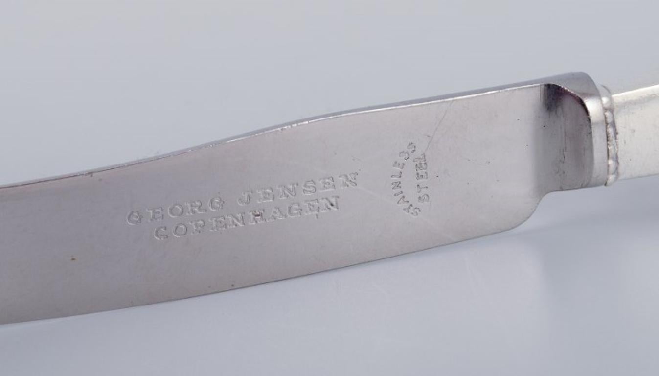 Sterling Silver Georg Jensen Beaded, five fruit knives in sterling silver and stainless steel For Sale