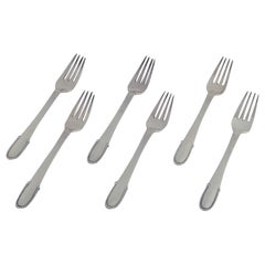 Georg Jensen Perlen. Set von sechs Mittagessgabeln aus Sterlingsilber. 1933- 1944
