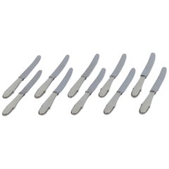 Georg Jensen Perlen. Set von zehn Obstmessern aus Sterlingsilber.