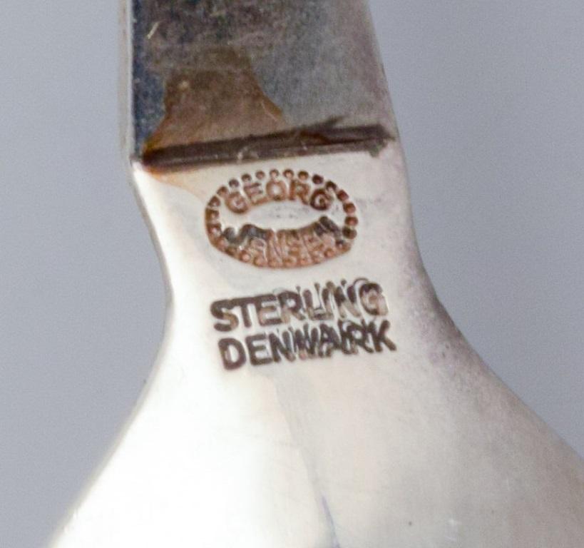 Sterling Silver Georg Jensen Beaded. Set of twelve coffee spoons in sterling silver. For Sale