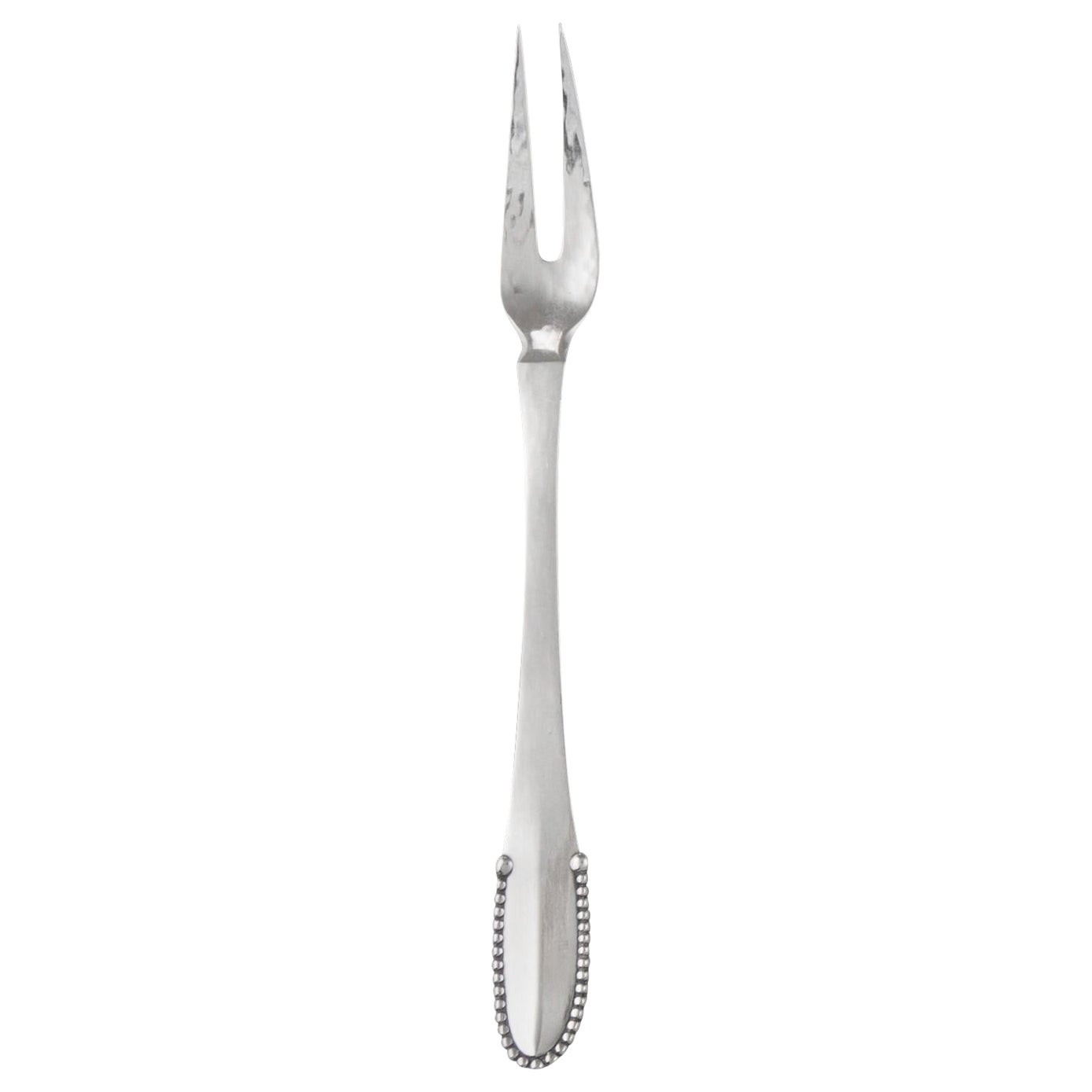 Fourchette à découper froide Georg Jensen en argent sterling perlé 144