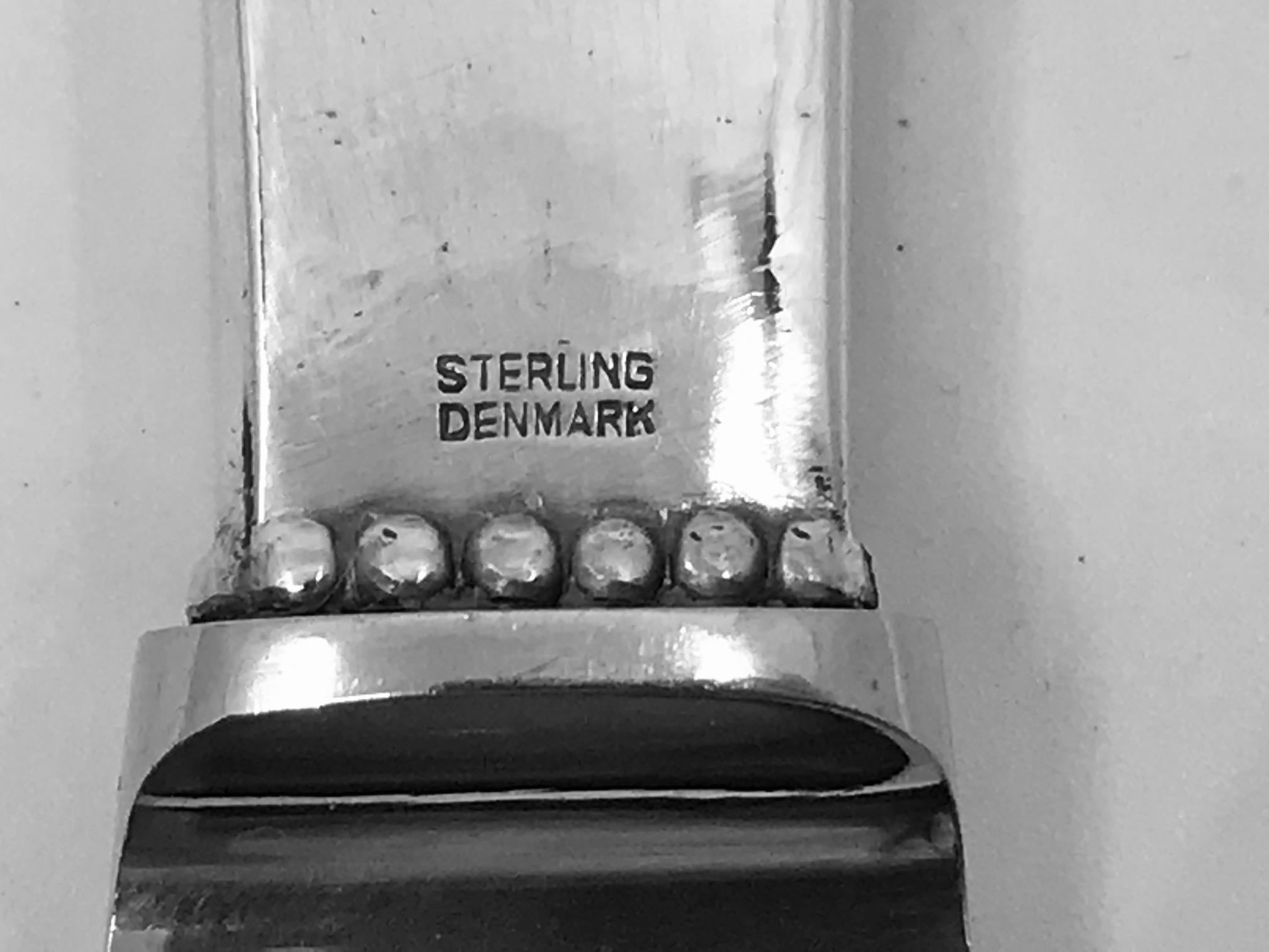 Art Nouveau Georg Jensen Beaded Sterling Silver Dinner Knife Long Handle 014 For Sale