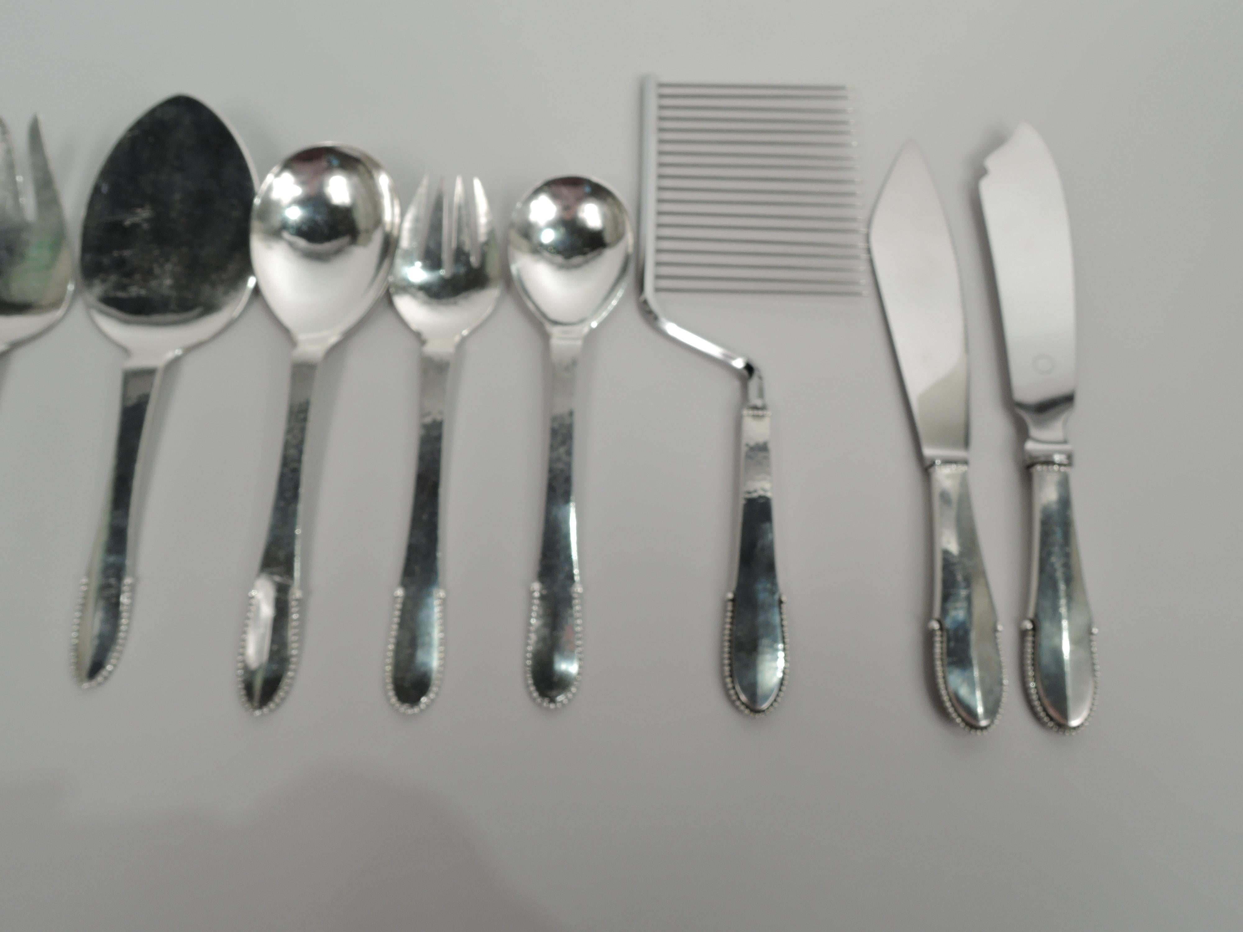Georg Jensen Beaded Sterling Silver Dinner & Lunch Set with 157 Pieces For Sale 2