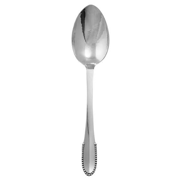 Georg Jensen Beaded Sterling Silver Dinner Spoon 011 For Sale