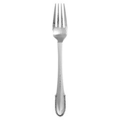 Vintage Georg Jensen Beaded Sterling Silver Extra-Large Dinner Fork, Item 002