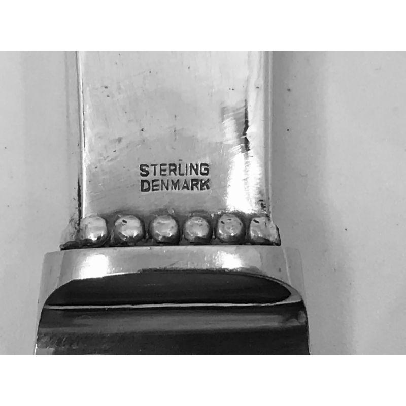 Danois Grand couteau de table Georg Jensen en argent sterling perlé 003 en vente