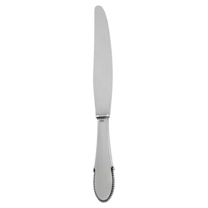 Georg Jensen Beaded Sterling Silver Large Dinner Knife 003 For Sale