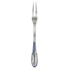 Georg Jensen Tenedor de plata de ley con cuentas para servir carne 143