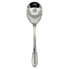 Vintage Georg Jensen Beaded Sterling Silver Medium Serving Spoon 113