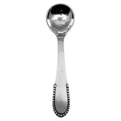 Vintage Georg Jensen Beaded Sterling Silver Salt Spoon 104