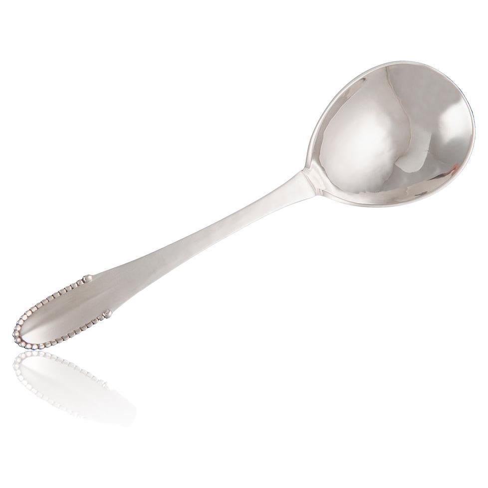Georg Jensen Beaded Sterling Silver Stuffing Spoon 114 For Sale