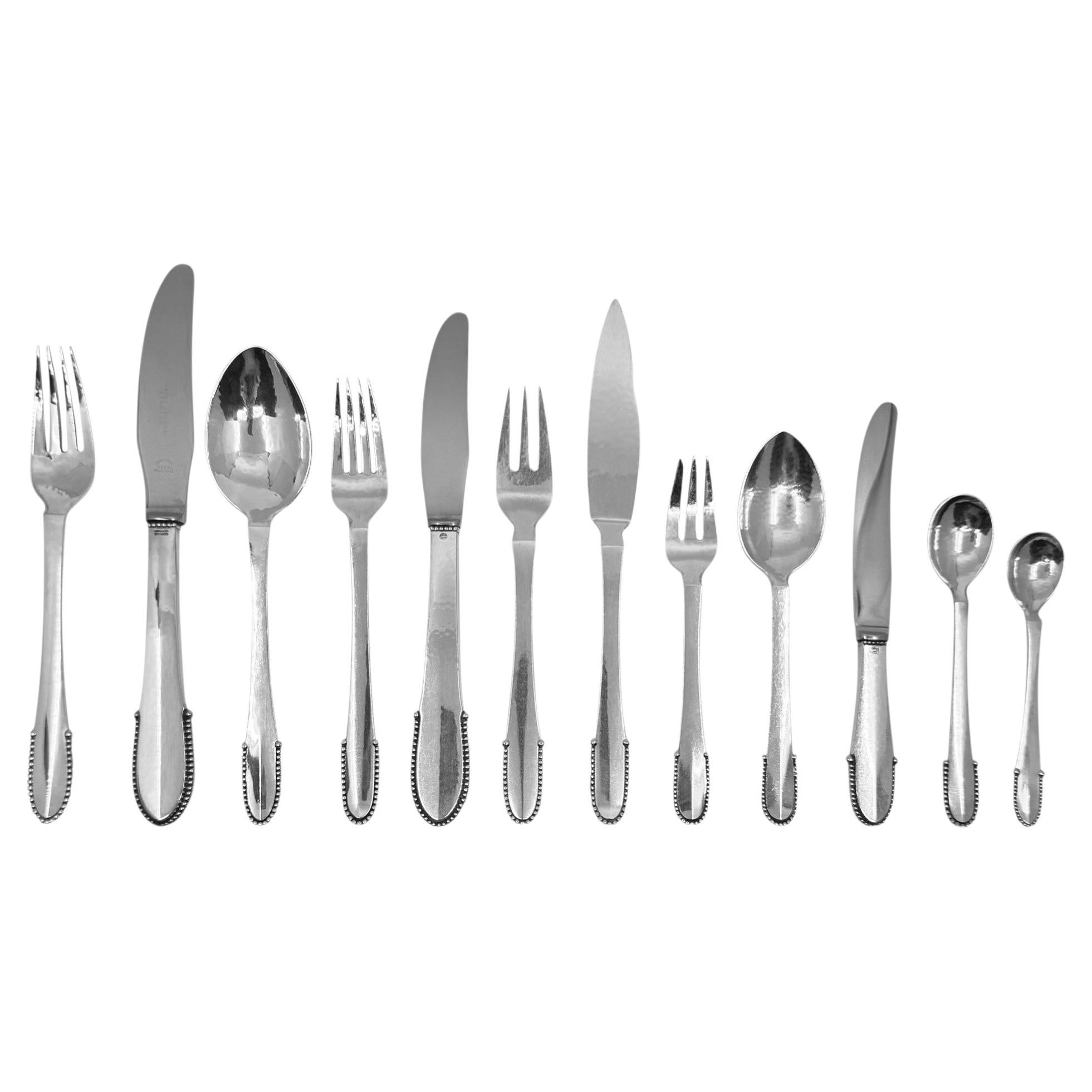 Georg Jensen Beaded Sterling Silverware, 1916