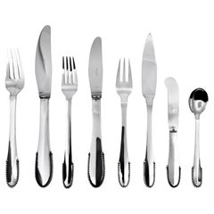 Georg Jensen Perlenbesteck aus Sterlingsilber für 12 Personen