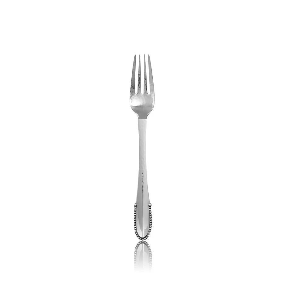 A complete Georg Jensen Beaded Sterling Silverware Set for eight, designed by Georg Jensen in 1916. This set consists of eight settings, each setting consists of 5 pieces, which makes it an ideal starter set that can be expanded upon.

The set