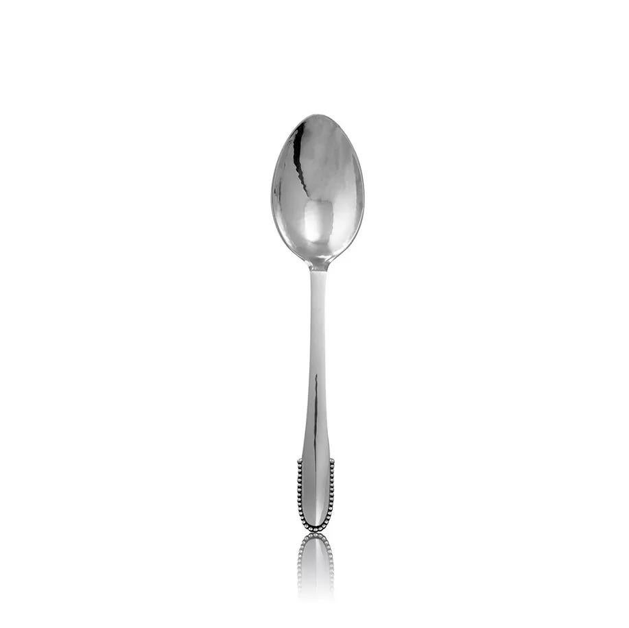 Art Nouveau Georg Jensen Beaded Sterling Silverware Set for 8 For Sale