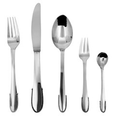 Georg Jensen Juego de cubiertos de plata de ley con cuentas para 8