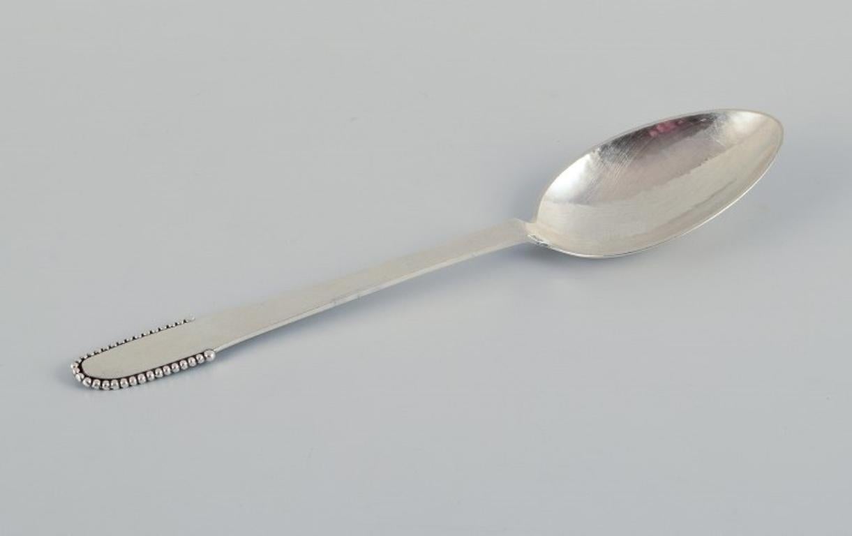 Danish Georg Jensen Beaded. Three dinner spoons in sterling silver. For Sale