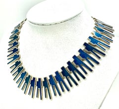 Georg Jensen Bente Bonne Silver, Enamel Necklace, Bracelet, Earrings Set, 1960s