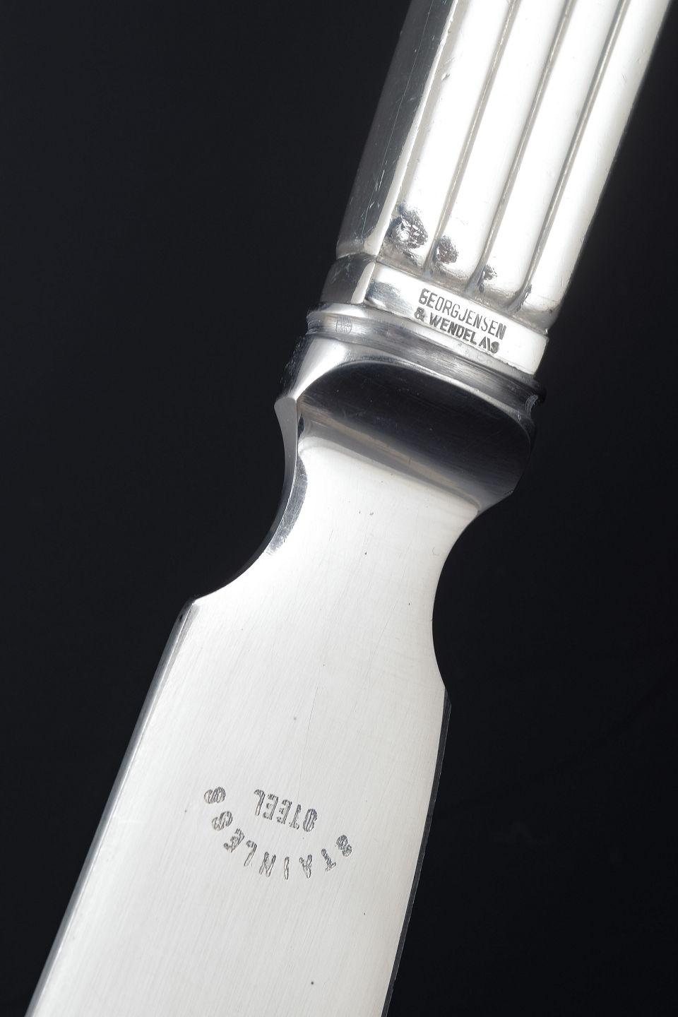 Georg Jensen, Bernadotte. Couteau à gâteau en argent sterling et en acier inoxydable. Bon état - En vente à København, Copenhagen