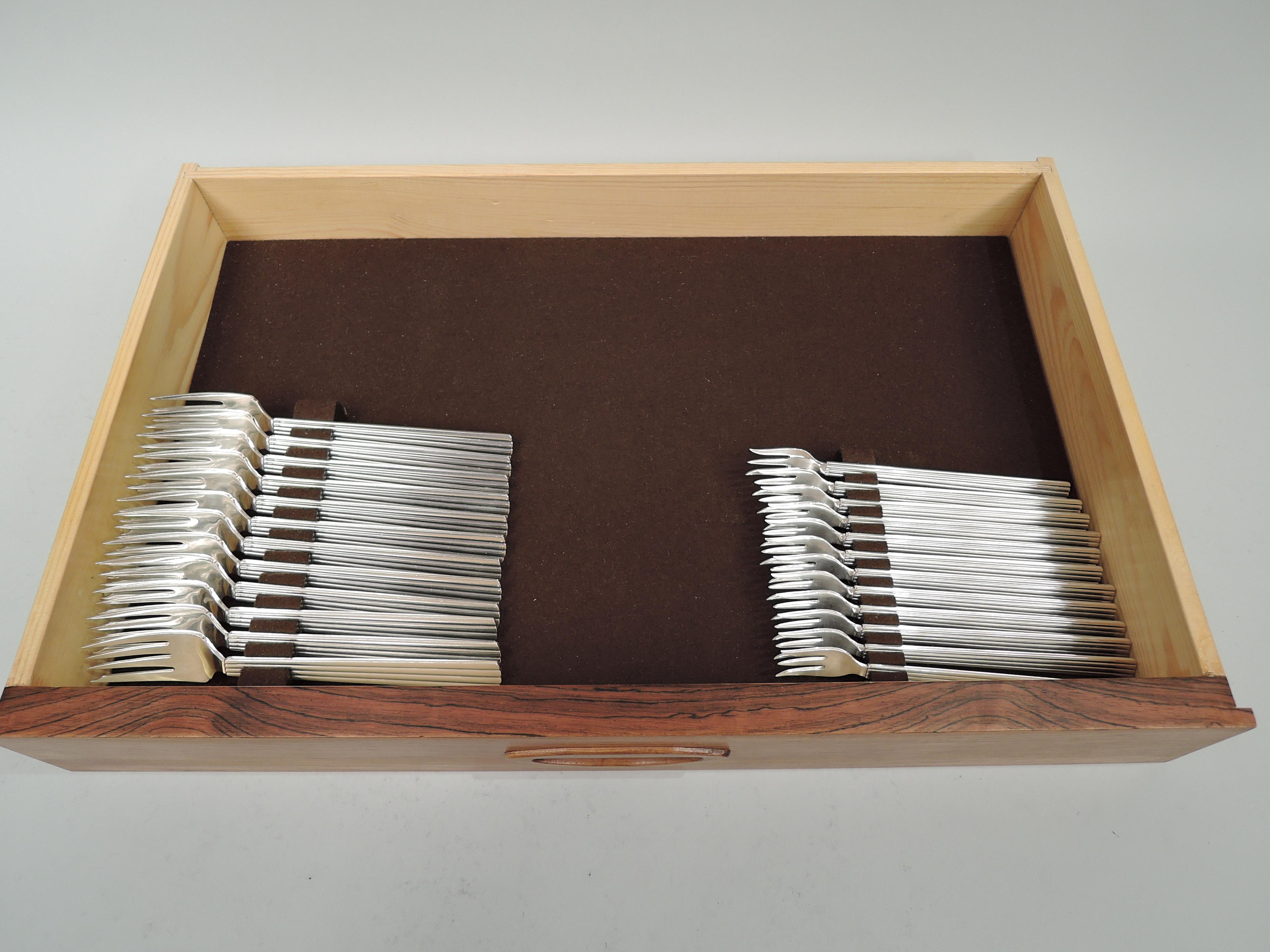 20th Century Georg Jensen Bernadotte Danish Dinner Set for 12 with 123 Pieces For Sale