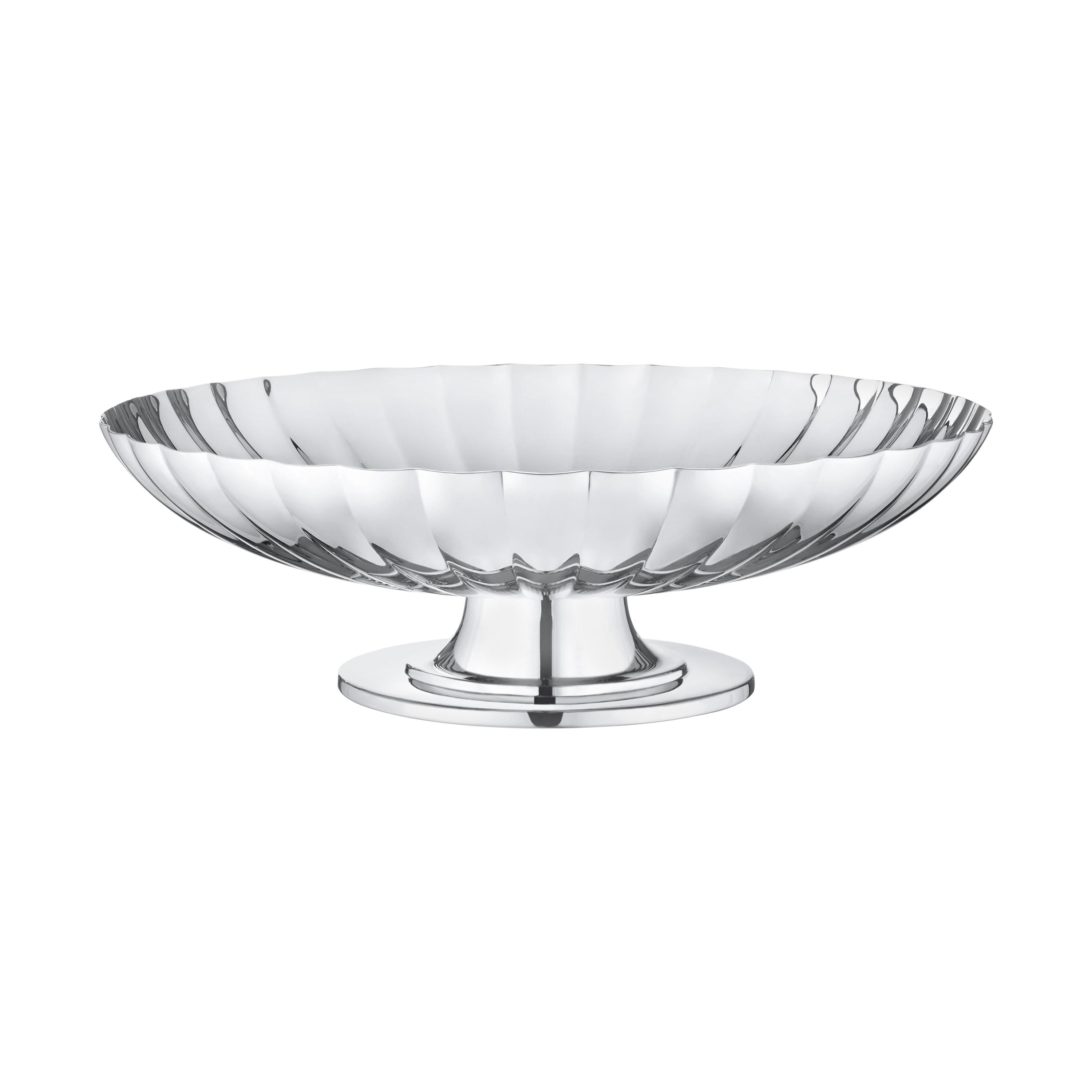 Georg Jensen Bernadotte Dish on Stand in Stainless Steel Finish by Grethe Meyer For Sale