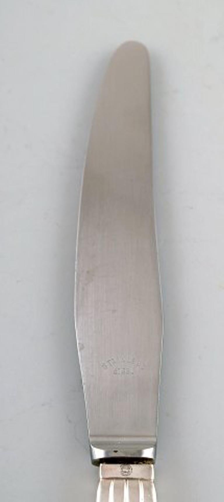 Modern Georg Jensen Bernadotte Lunch Knife in Sterling Silver and Stainless Steel For Sale