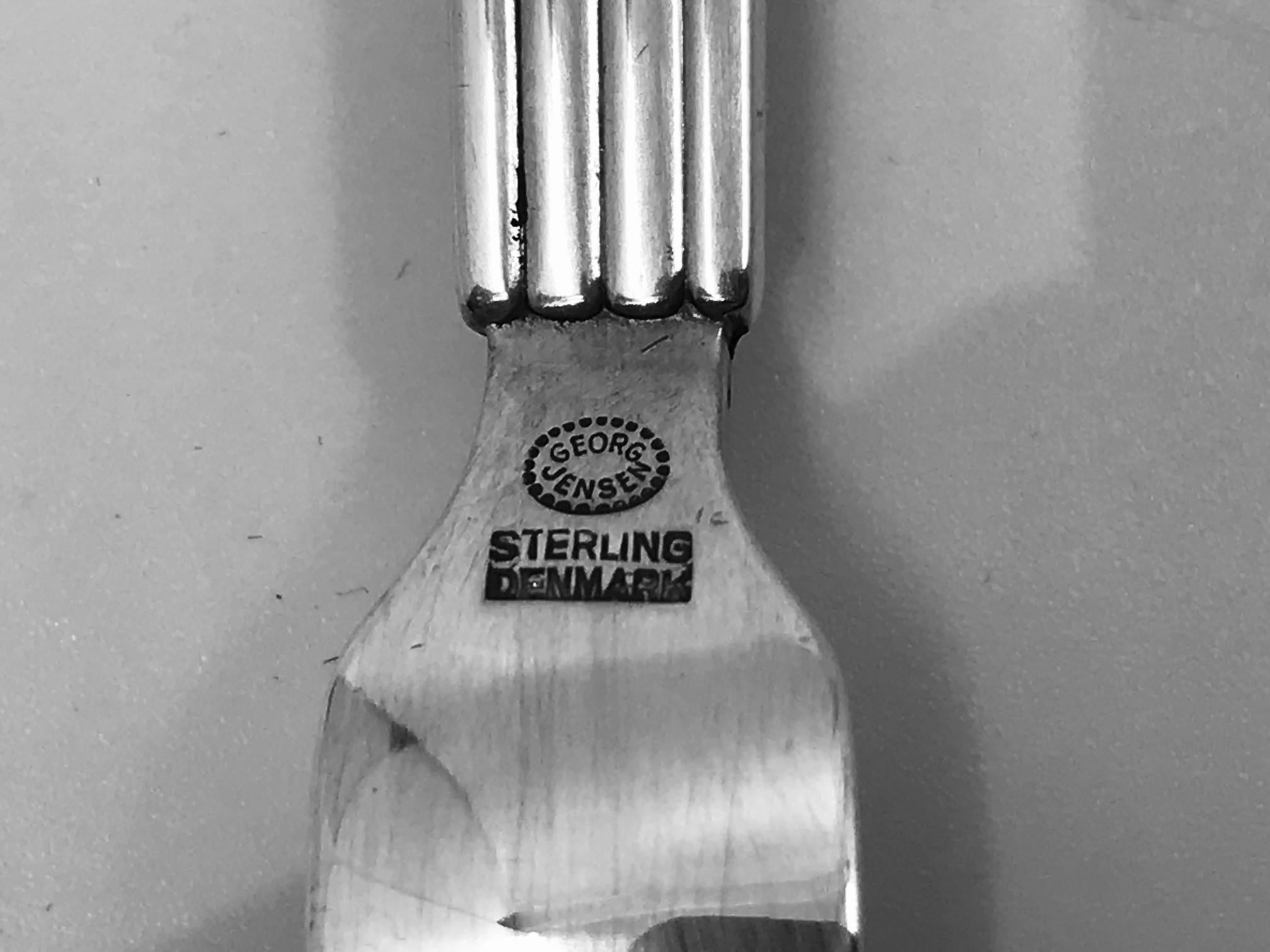 Danish Georg Jensen Bernadotte Sterling Silver Cold Cuts Fork 144 For Sale