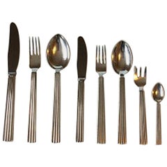 Georg Jensen Bernadotte Sterling Silver Dinner and Lunch Flatware Set, 96 Pieces