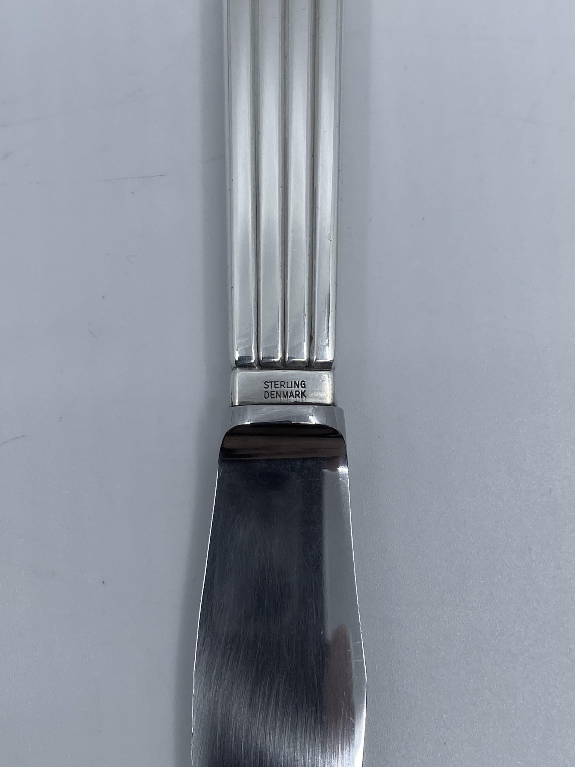 Danish Georg Jensen Bernadotte Sterling Silver Luncheon/Salad Knife, Long Handle 024 For Sale
