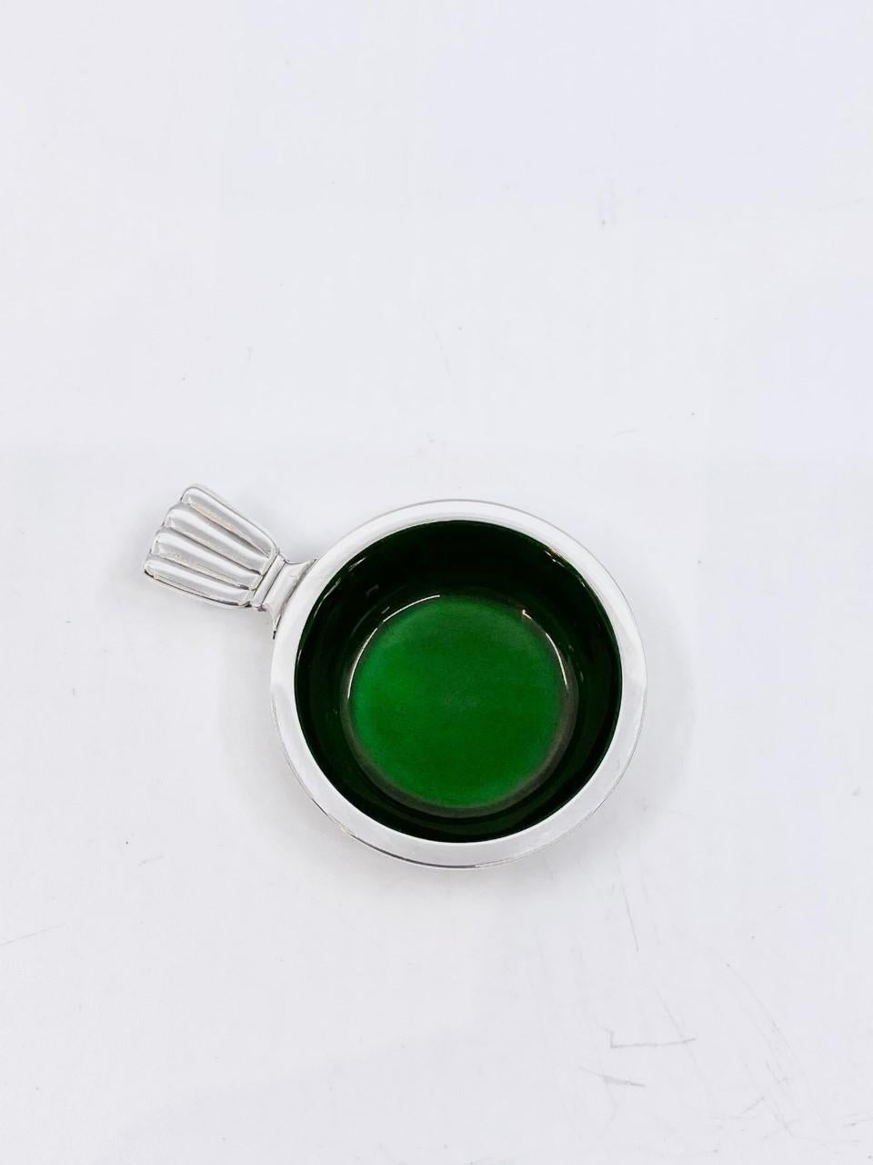 Georg Jensen Bernadotte Salero de Plata de Ley Esmalte Verde 102 Art Decó en venta