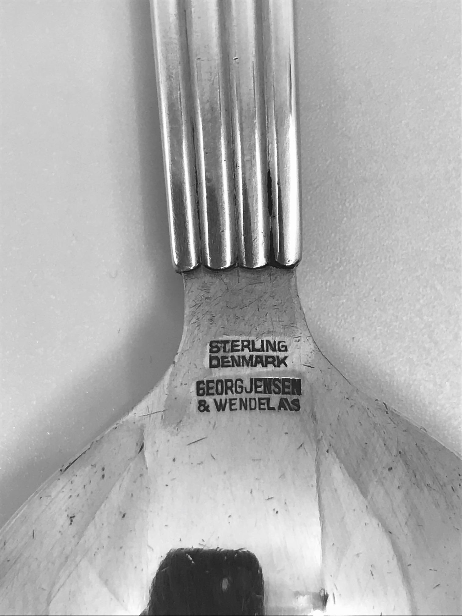 Polished Georg Jensen Bernadotte Sterling Silver Serving Spoon Small 115 For Sale