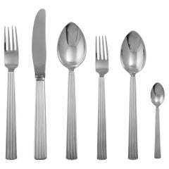 Georg Jensen Bernadotte Sterling Silverware Service for 12