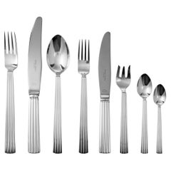 Georg Jensen Bernadotte Servicio De Cubiertos De Plata De Ley Para Ocho