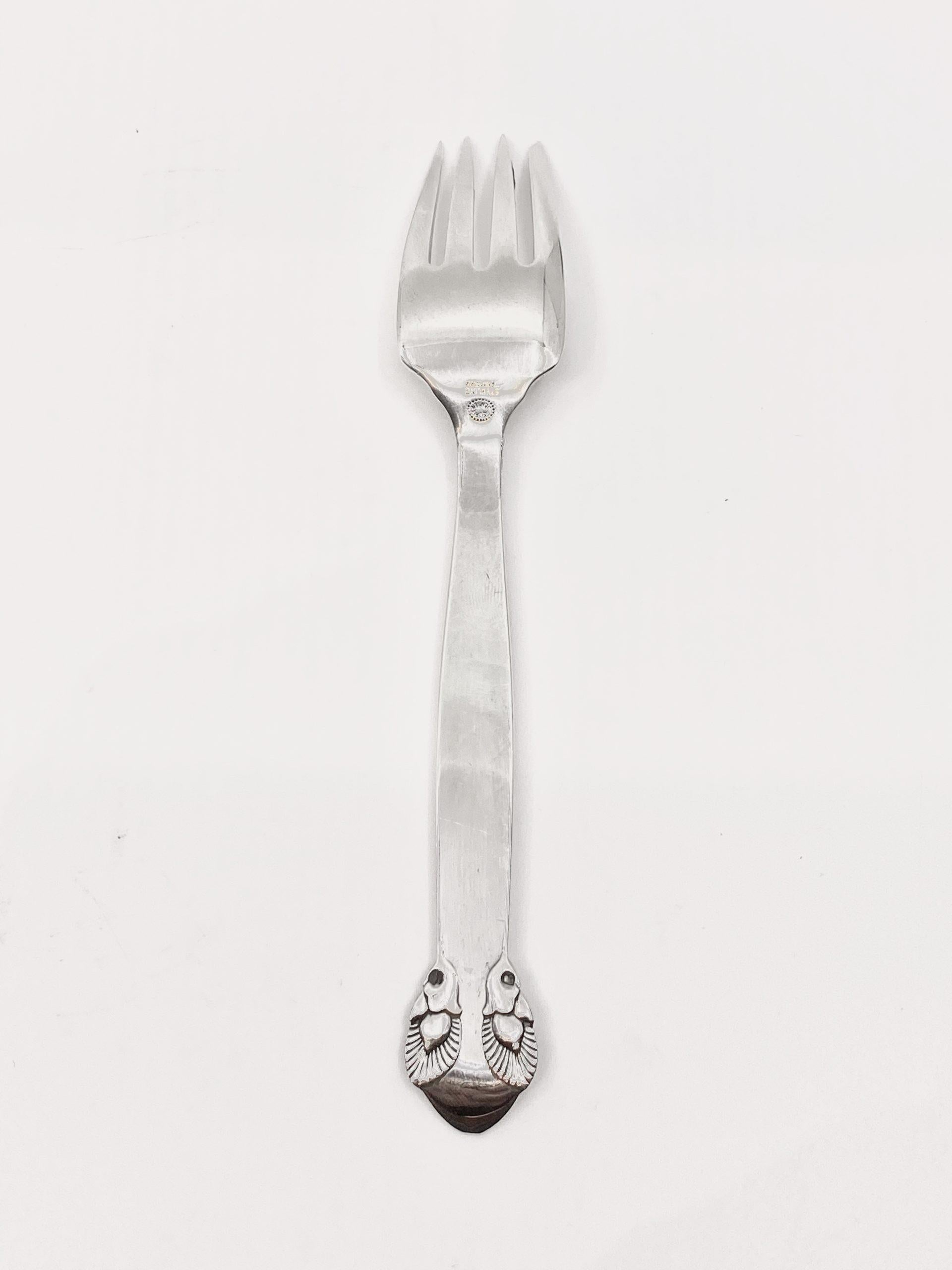 Art Deco Georg Jensen Bittersweet Sterling Silver Salad Fork 041 For Sale