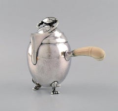 Georg Jensen Blossom Chocolate Pot in Hammered Sterling Silver