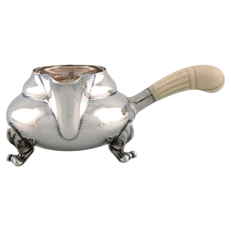 Georg Jensen Blossom Creamer in Hammered Sterling Silver with Ivory Handle