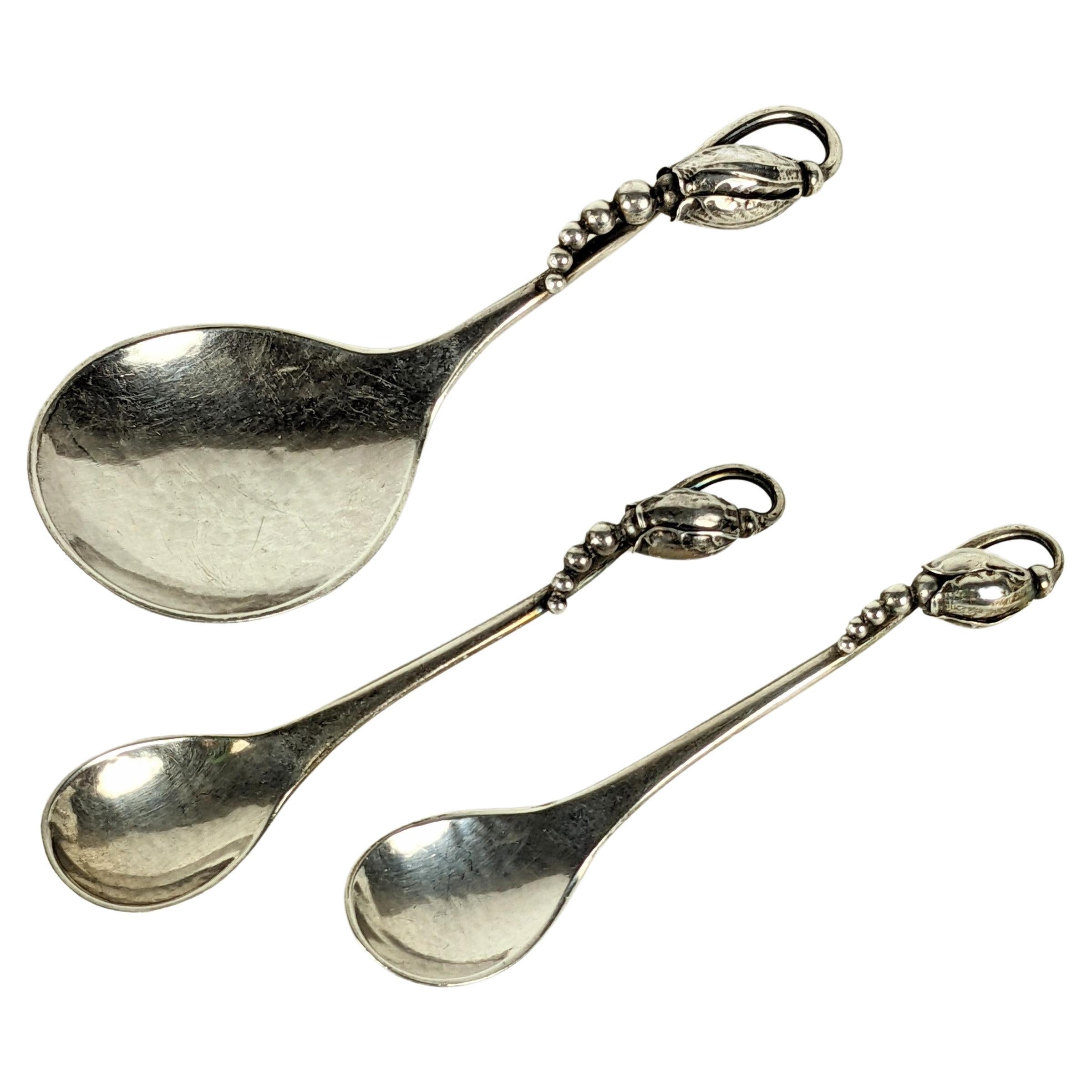 Georg Jensen Blossom Pattern Sterling Pieces For Sale