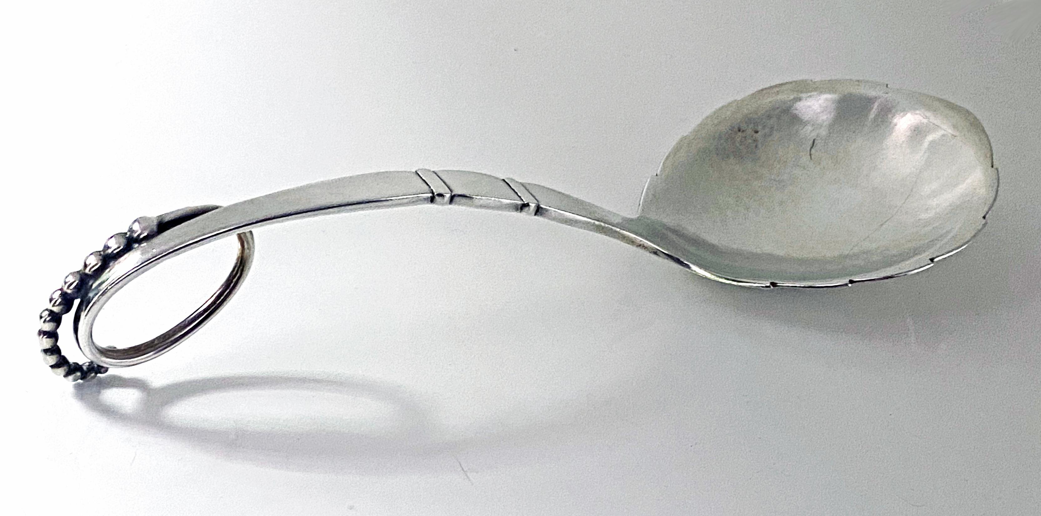 Georg Jensen Blossom Pattern Sterling silver Serving Spoon Ladle Denmark C.1935 In Good Condition In Toronto, Ontario