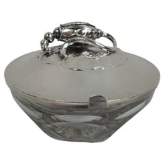 Georg Jensen Blossom Sterling Silver Jelly Bowl with Baccarat Crystal