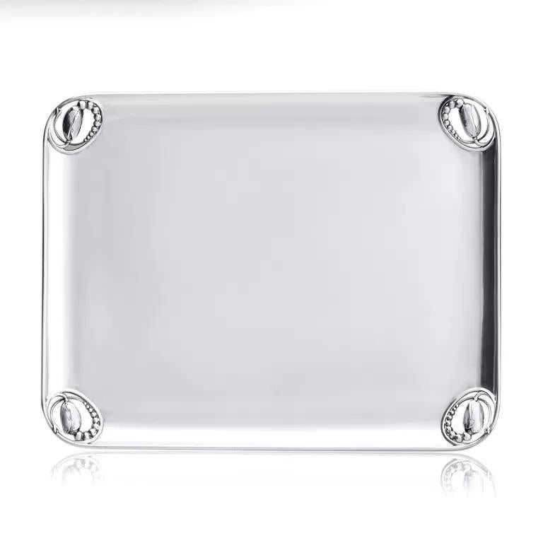 Art Nouveau Georg Jensen Blossom Sterling Silver Large Square Tray 2D in vendita